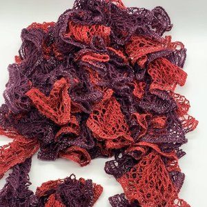 NEW - Crochet Hand Crafted Scarf- Red & Maroon - 87 inches